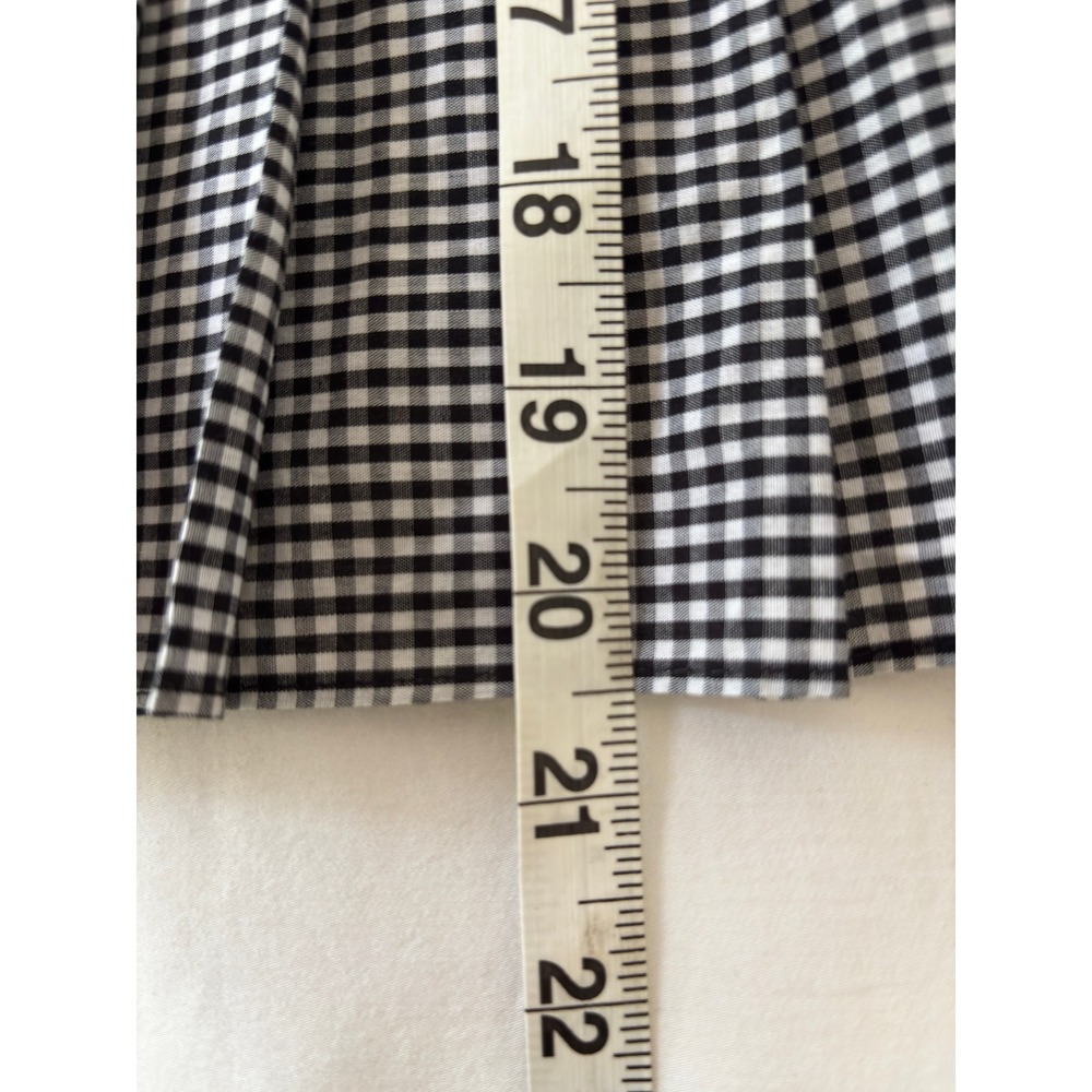 Maeve Anthropologie Green Lace Gingham Pleated Hem Top Velvet Tie Back Medium - Picture 5 of 7